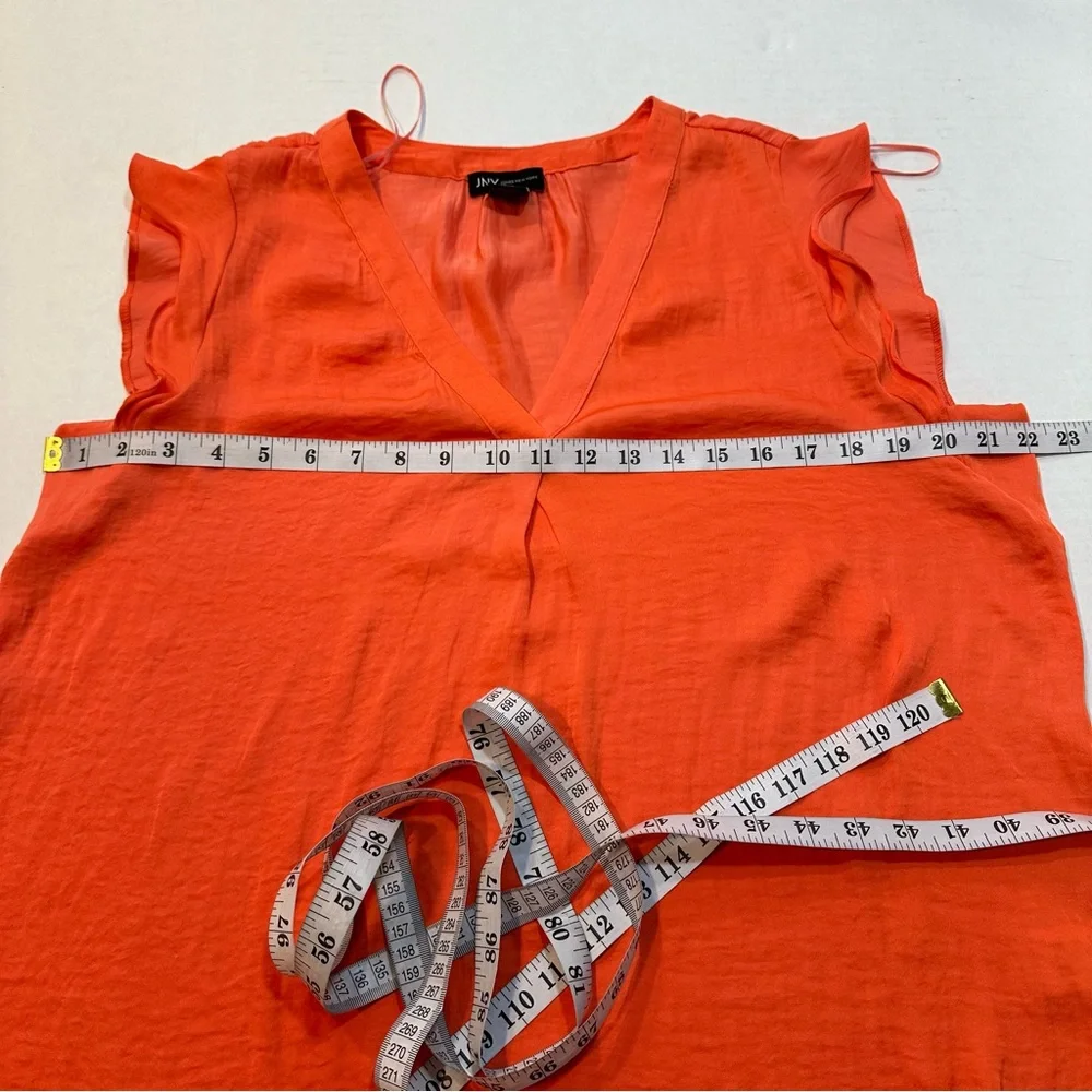 Jones New York Orange Blouse Flutter Sleeve V-Neck, Size XL - Picture 9 of 10
